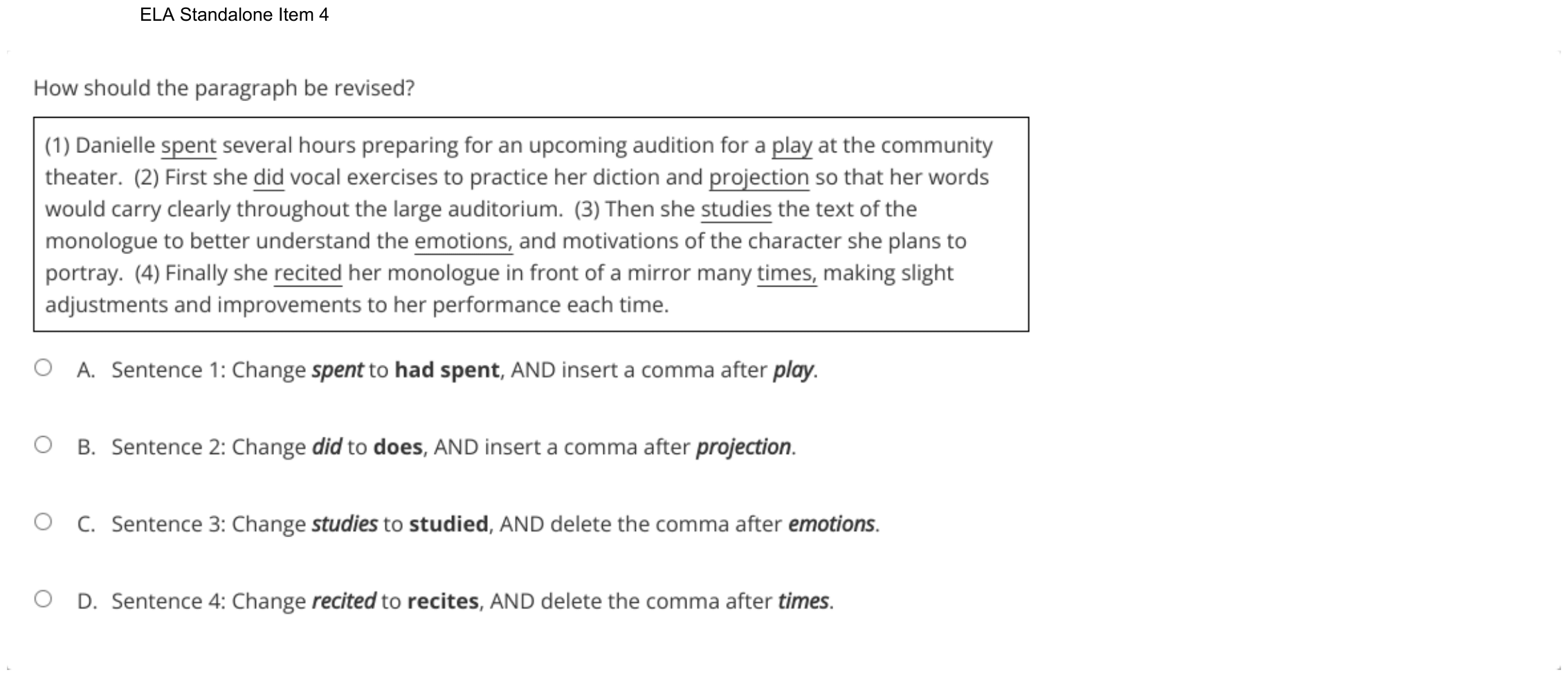 Question 51 as shown on the DOE’s digital test, page 71 of its printable version.