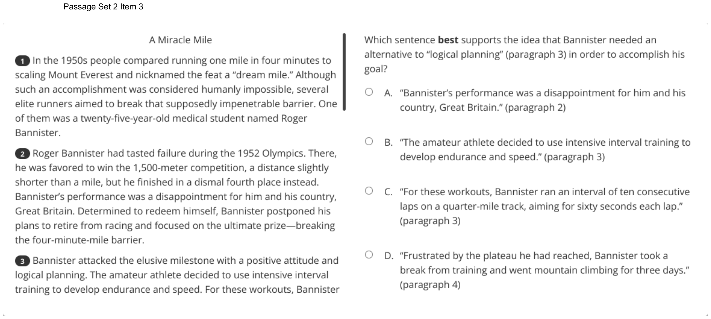 Question 10 as shown on the DOE’s digital test, page 16 of its printable version.