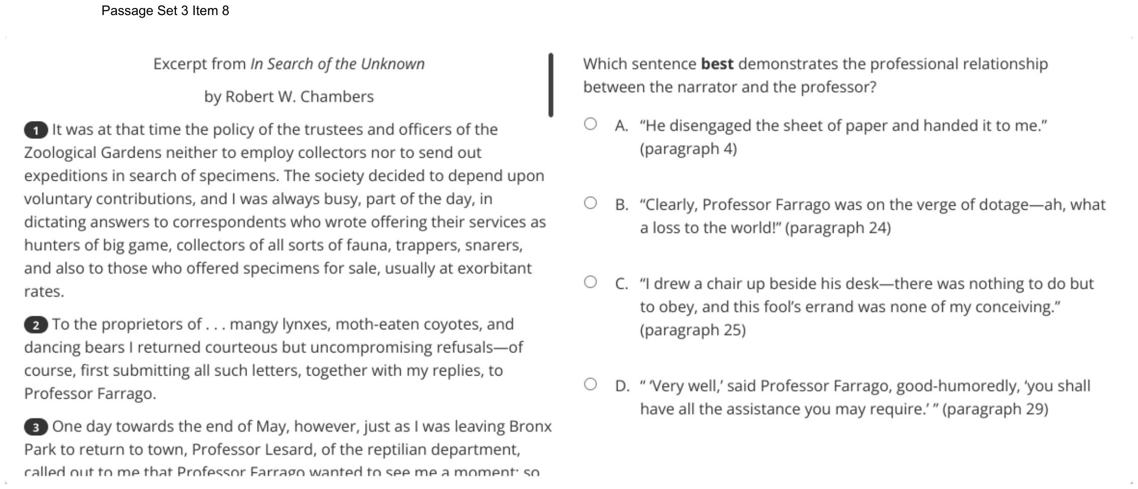 Question 21 as shown on the DOE’s digital test, page 29 of its printable version.