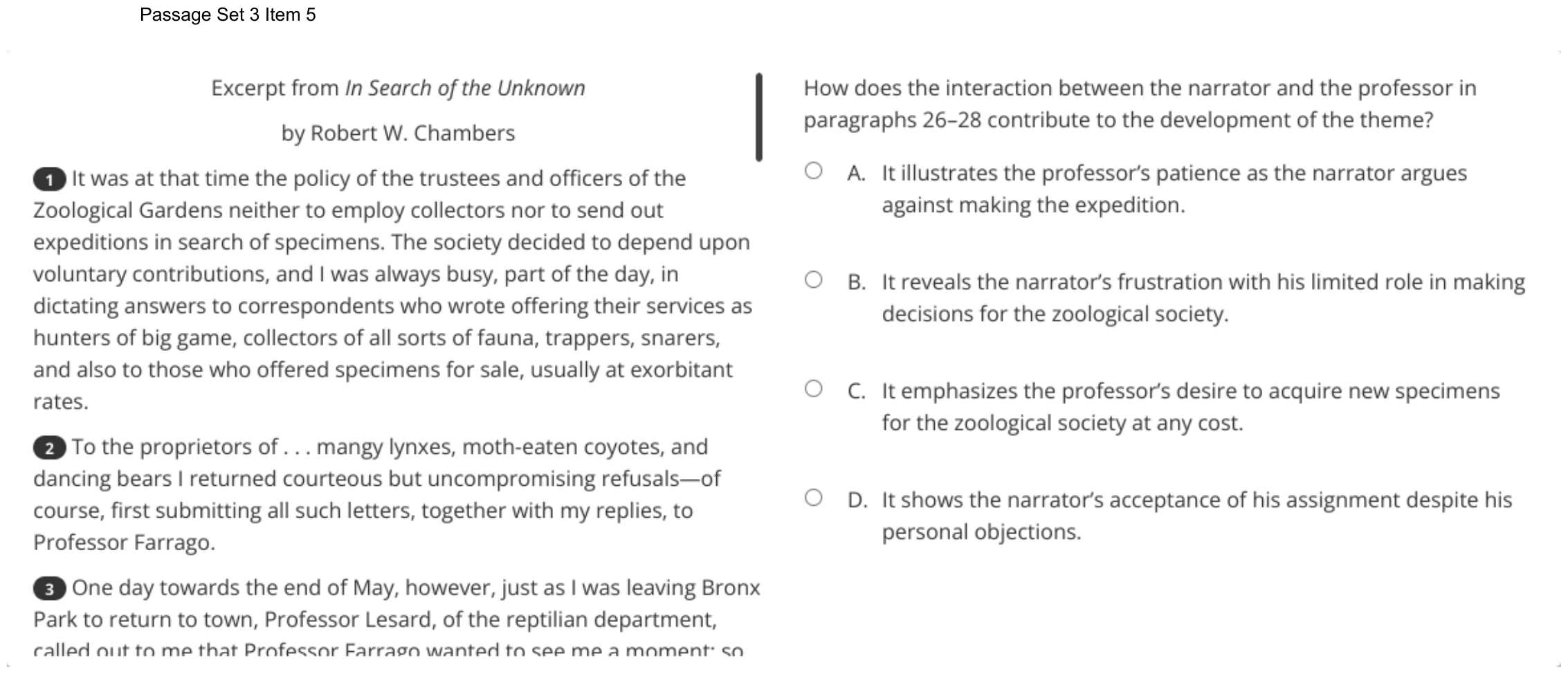 Question 18 as shown on the DOE’s digital test, page 26 of its printable version.