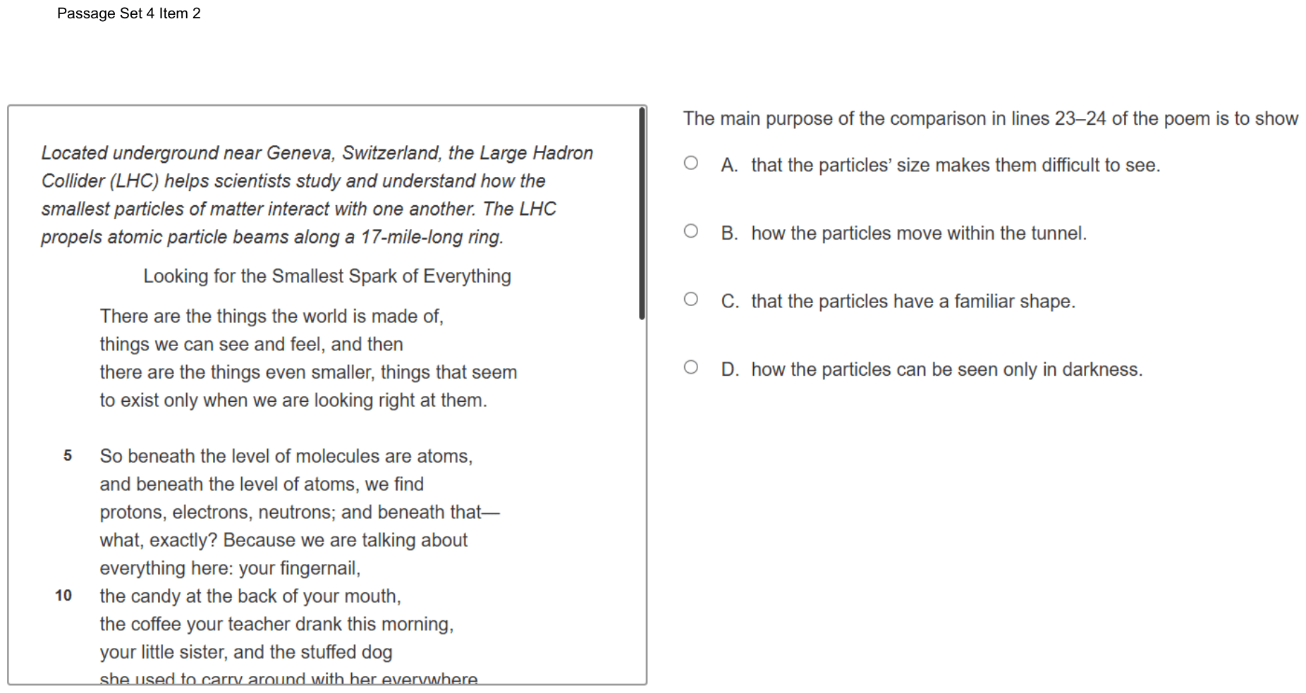 Question 24 as shown on the DOE’s digital test, page 35 of its printable version.
