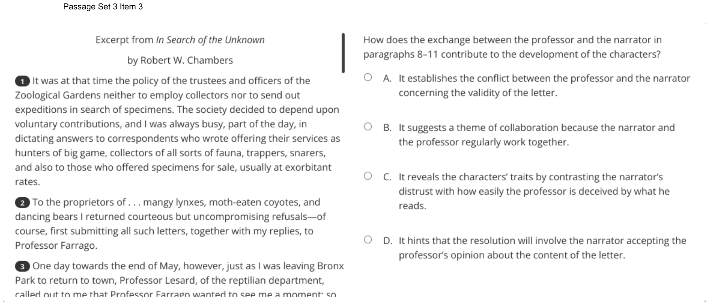Question 16 as shown on the DOE’s digital test, page 24 of its printable version.