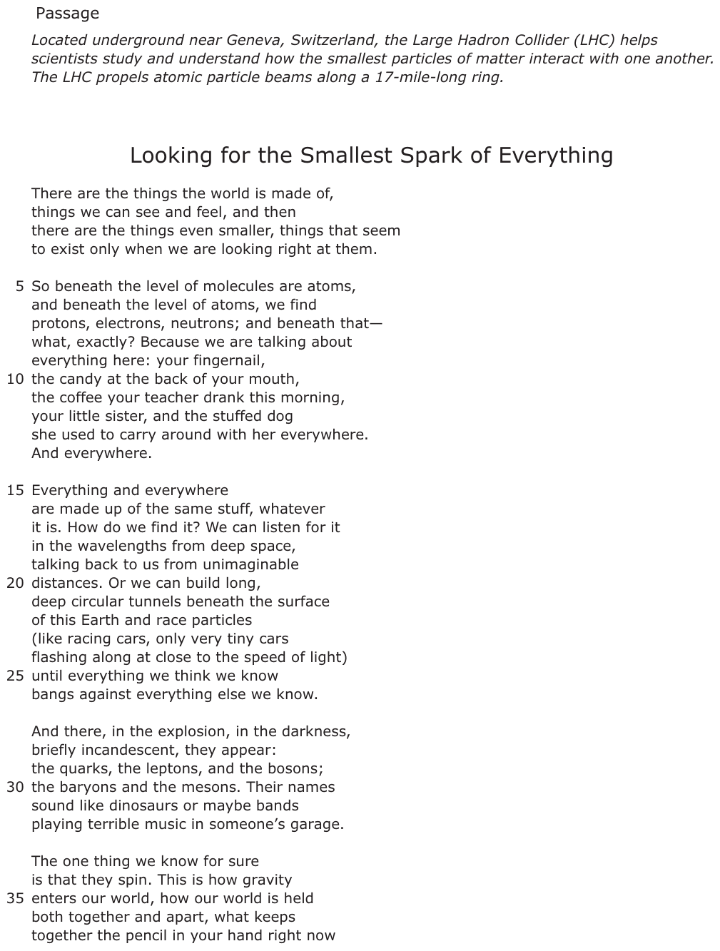 The passage “Looking for the Smallest Spark of Everything” as printed on page 32 of the DOE handbook.