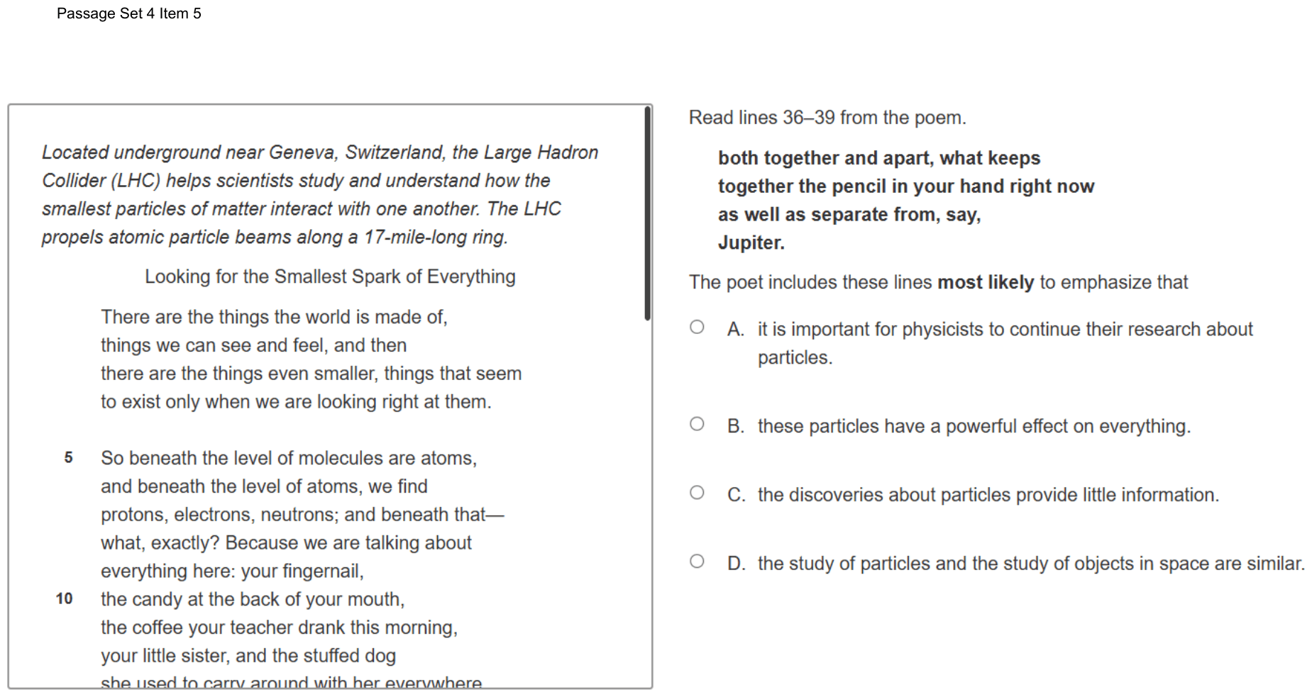 Question 27 as shown on the DOE’s digital test, page 38 of its printable version.