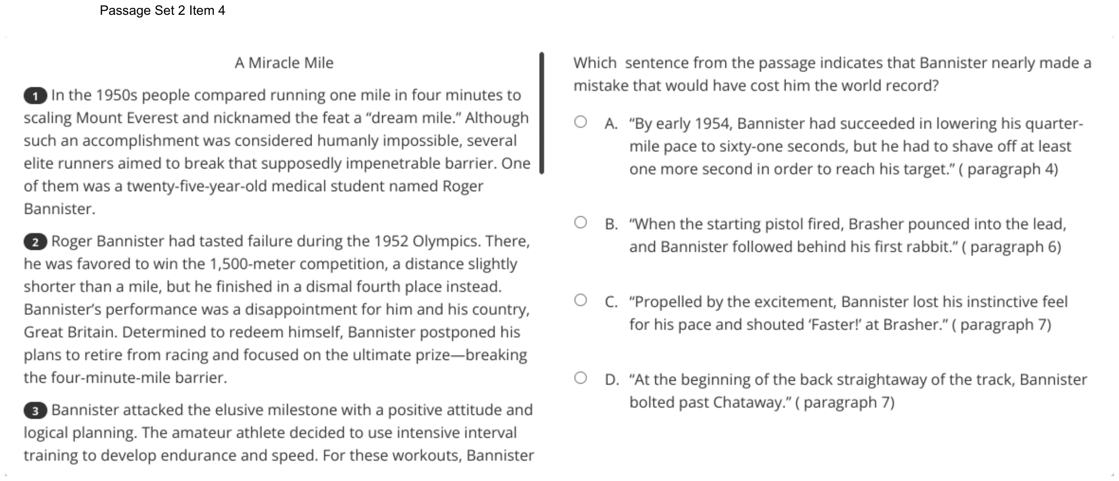 Question 11 as shown on the DOE’s digital test, page 17 of its printable version.