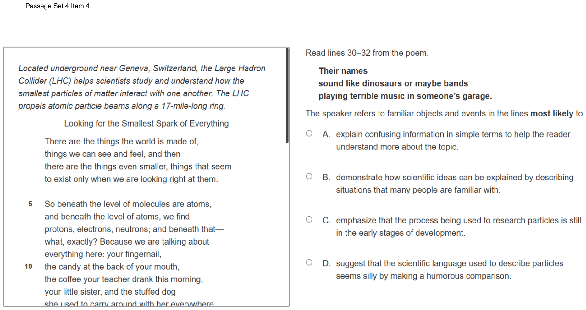 Question 26 as shown on the DOE’s digital test, page 37 of its printable version.