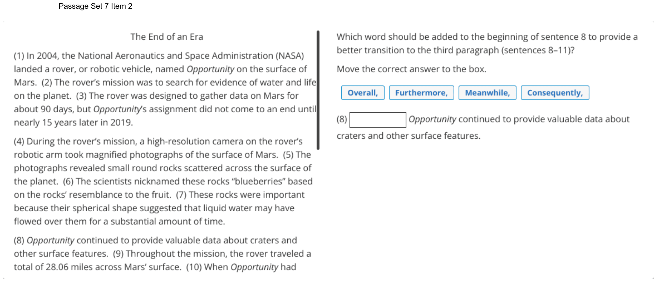 Question 44 as shown on the DOE’s digital test, page 62 of its printable version.