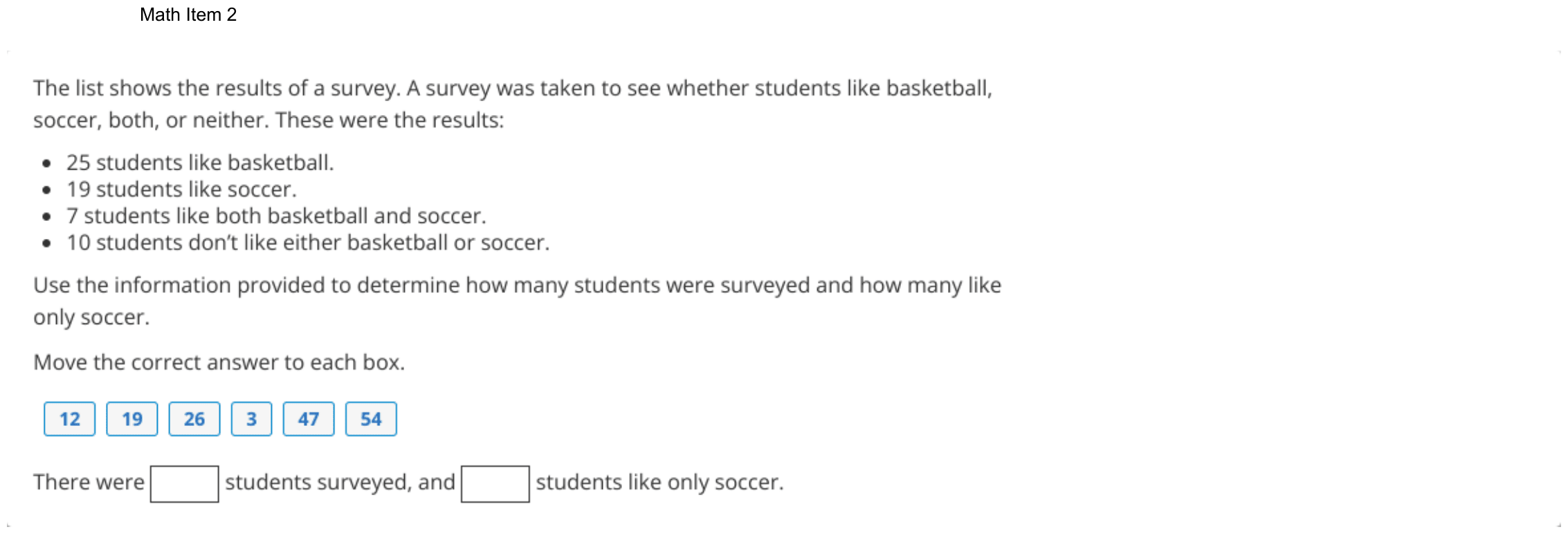 Question 2 as shown on the DOE’s digital test, page 74 of its printable version.