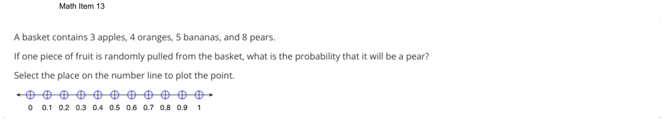 Question 13 as shown on the DOE’s digital test, page 85 of its printable version.