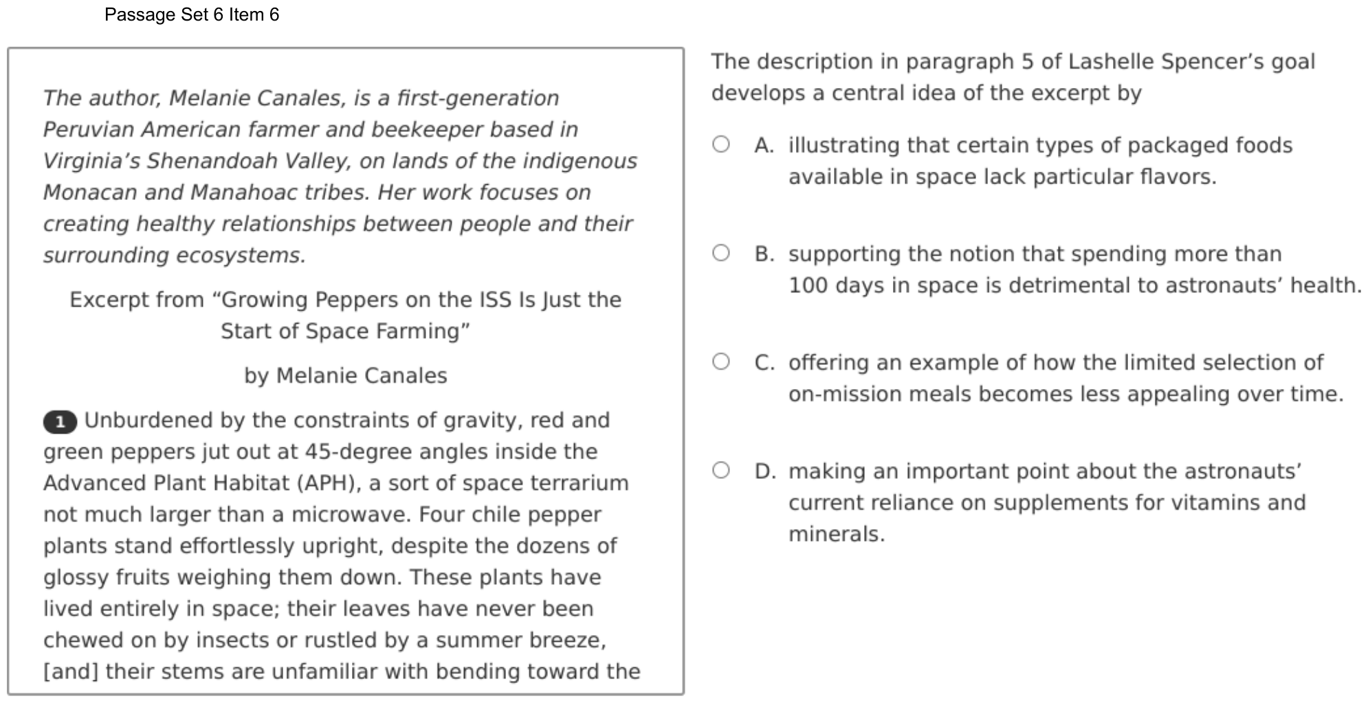 Question 39 as shown on the DOE’s digital test, page 57 of its printable version.
