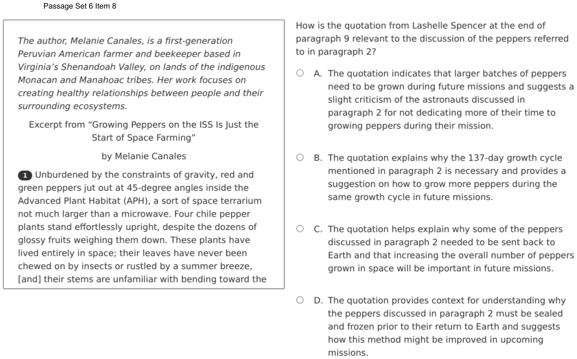 Question 41 as shown on the DOE’s digital test, page 59 of its printable version.
