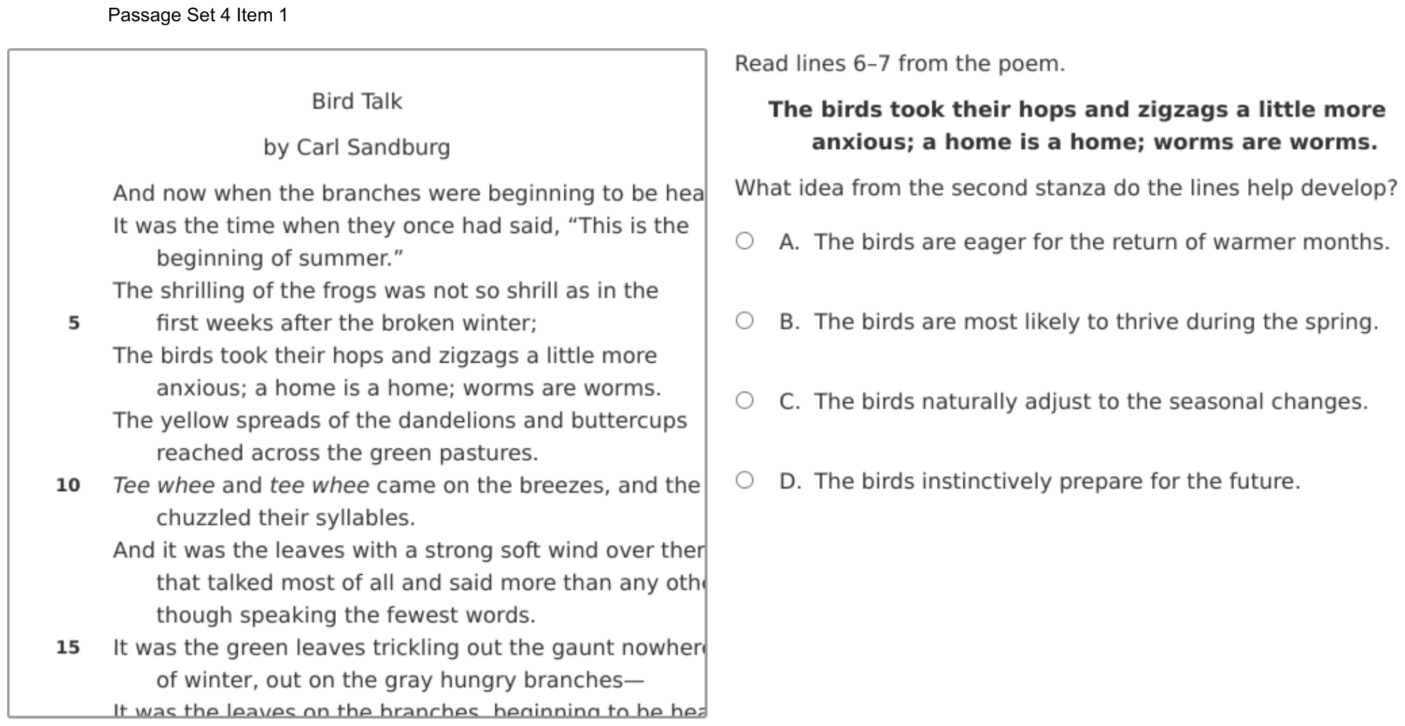 Question 20 as shown on the DOE’s digital test, page 33 of its printable version.