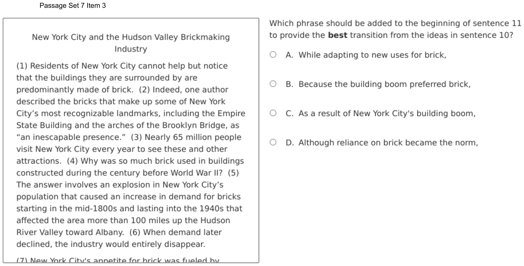 Question 46 as shown on the DOE’s digital test, page 67 of its printable version.