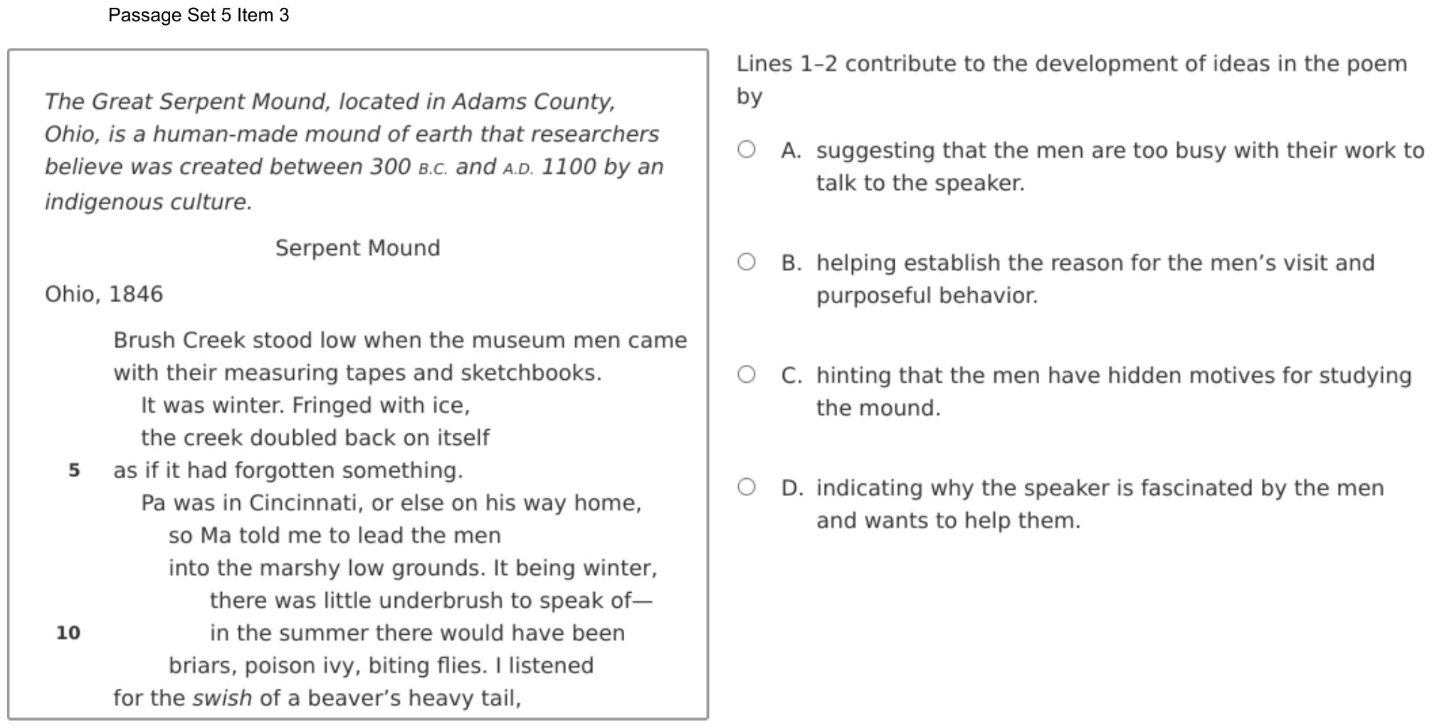Question 28 as shown on the DOE’s digital test, page 43 of its printable version.