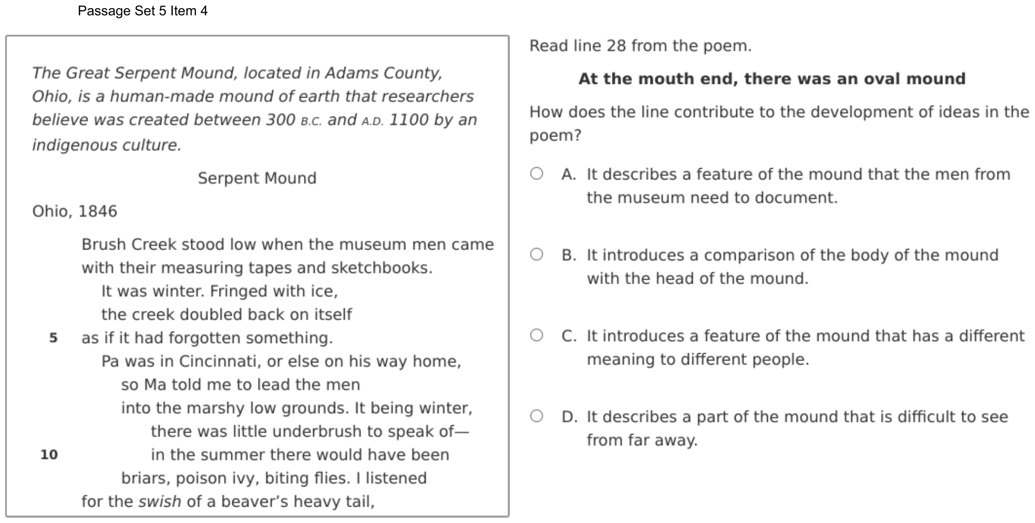 Question 29 as shown on the DOE’s digital test, page 44 of its printable version.