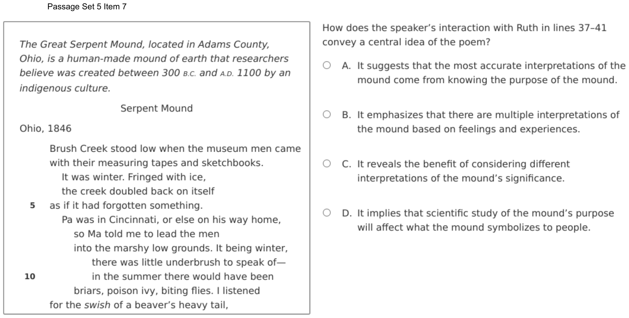 Question 32 as shown on the DOE’s digital test, page 47 of its printable version.