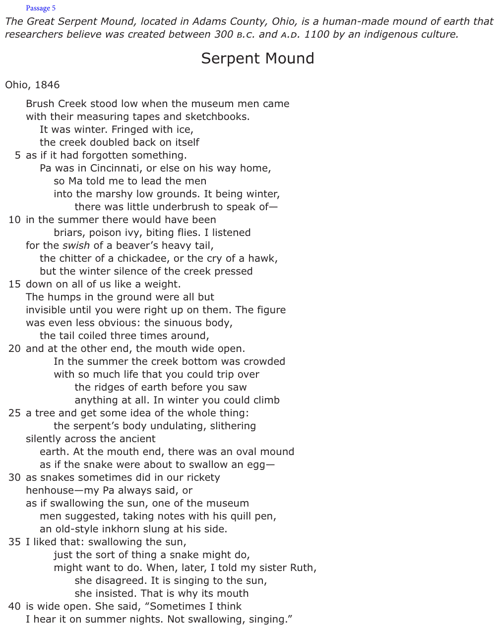 The passage “Serpent Mound” as printed on page 40 of the DOE handbook.