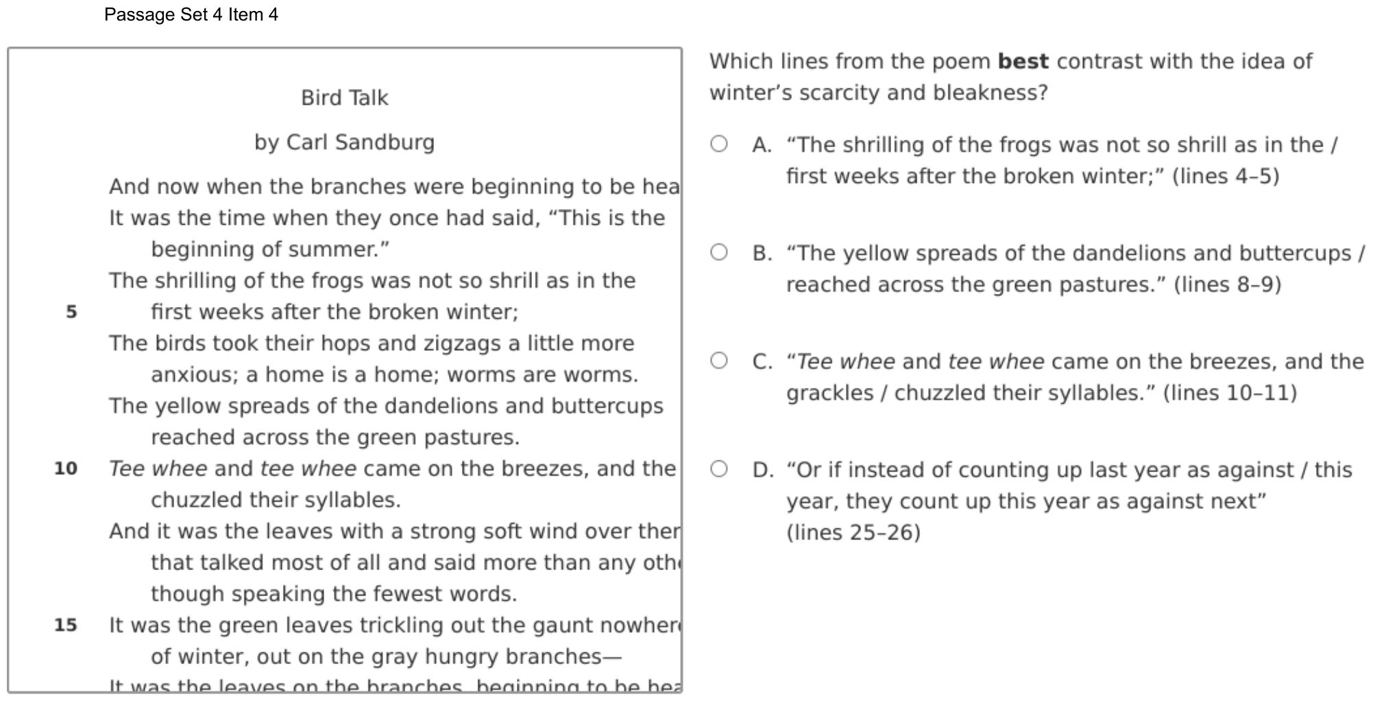 Question 23 as shown on the DOE’s digital test, page 36 of its printable version.