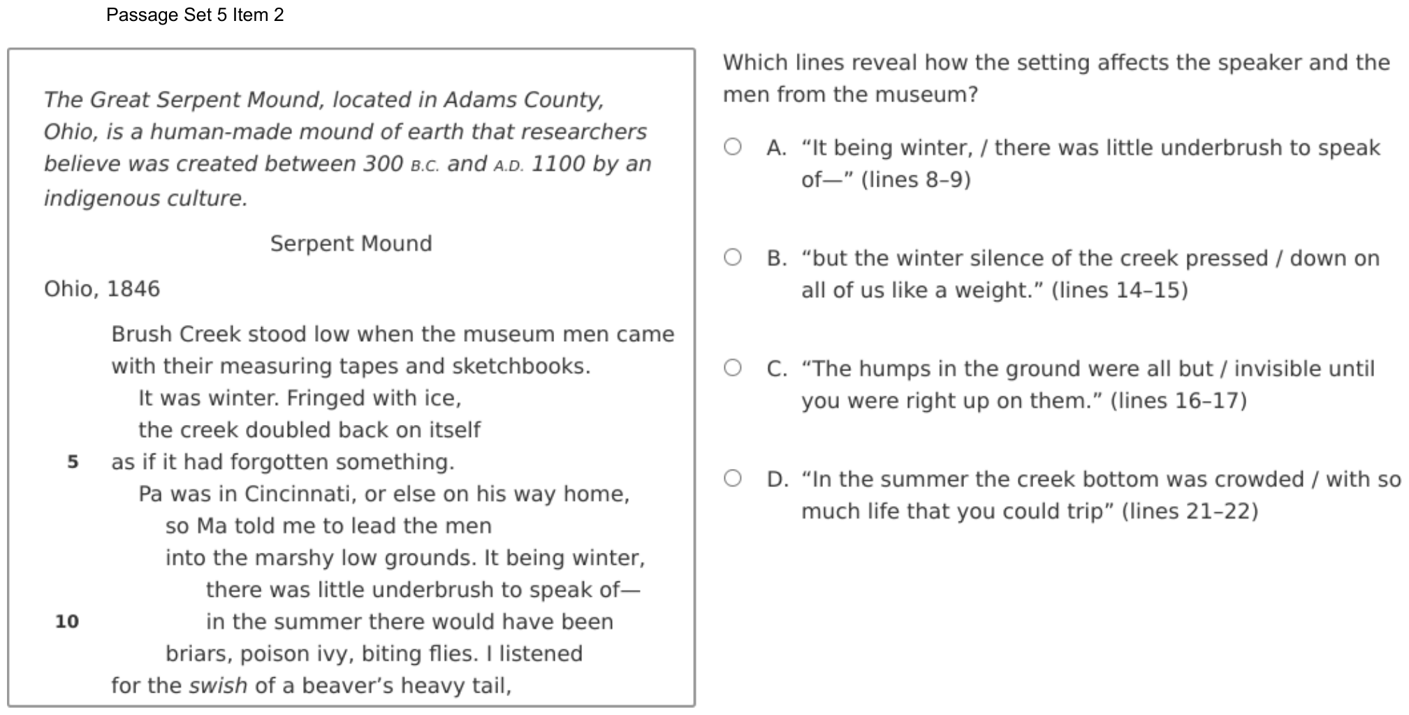 Question 27 as shown on the DOE’s digital test, page 42 of its printable version.
