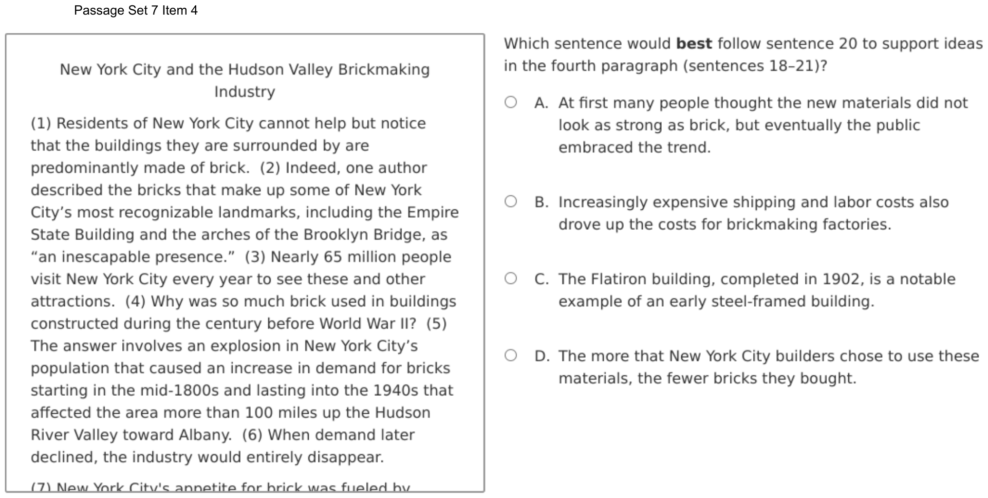 Question 47 as shown on the DOE’s digital test, page 68 of its printable version.