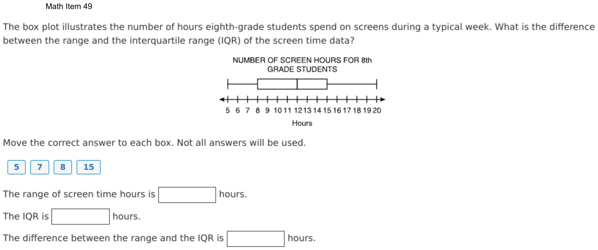 Question 49 as shown on the DOE’s digital test, page 122 of its printable version.