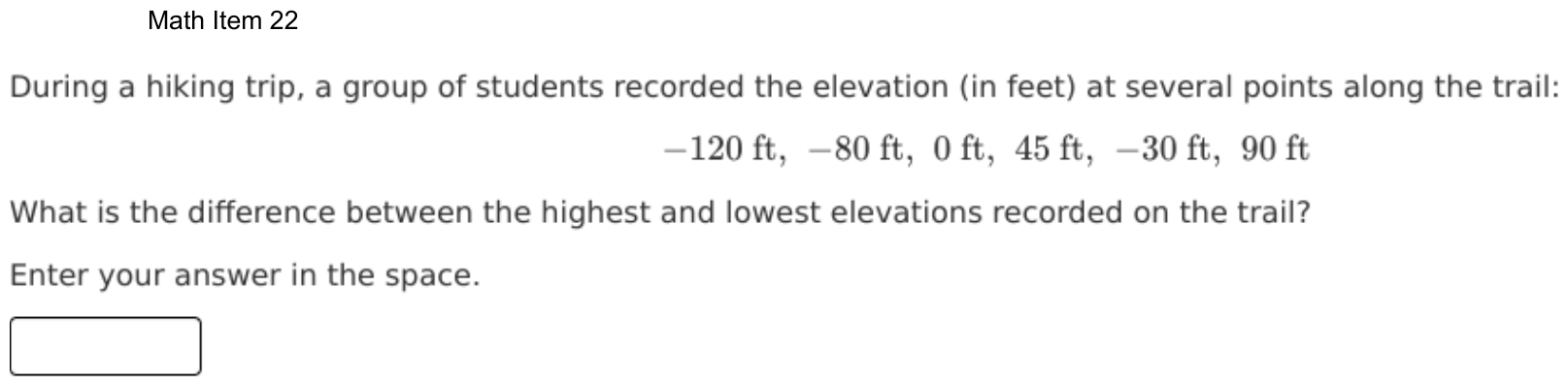 Question 22 as shown on the DOE’s digital test, page 95 of its printable version.