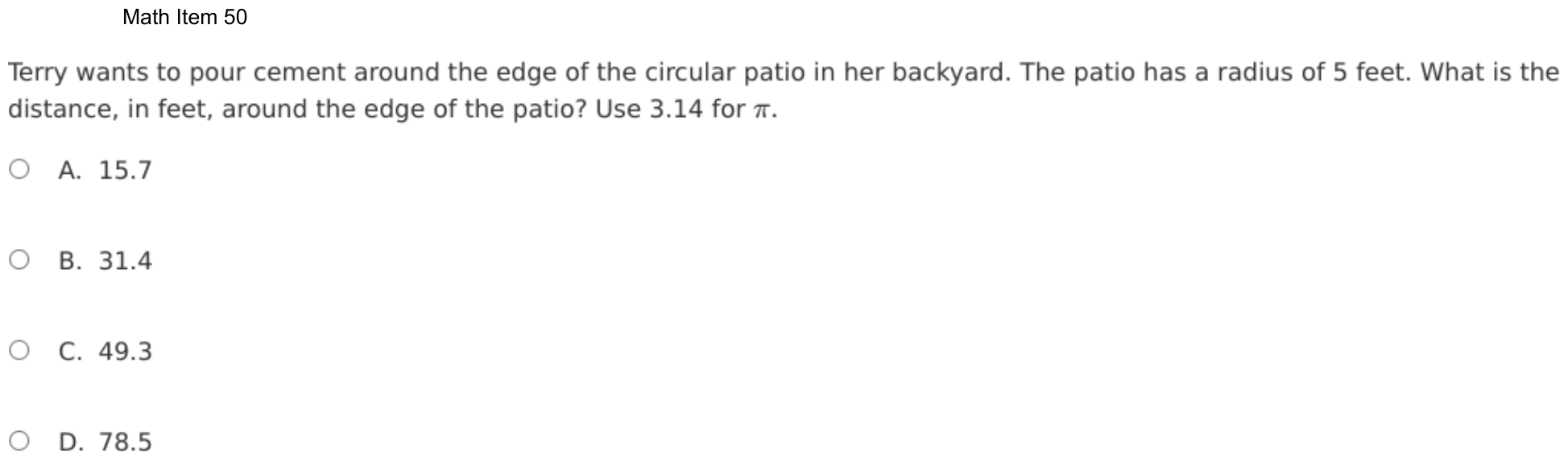 Question 50 as shown on the DOE’s digital test, page 123 of its printable version.