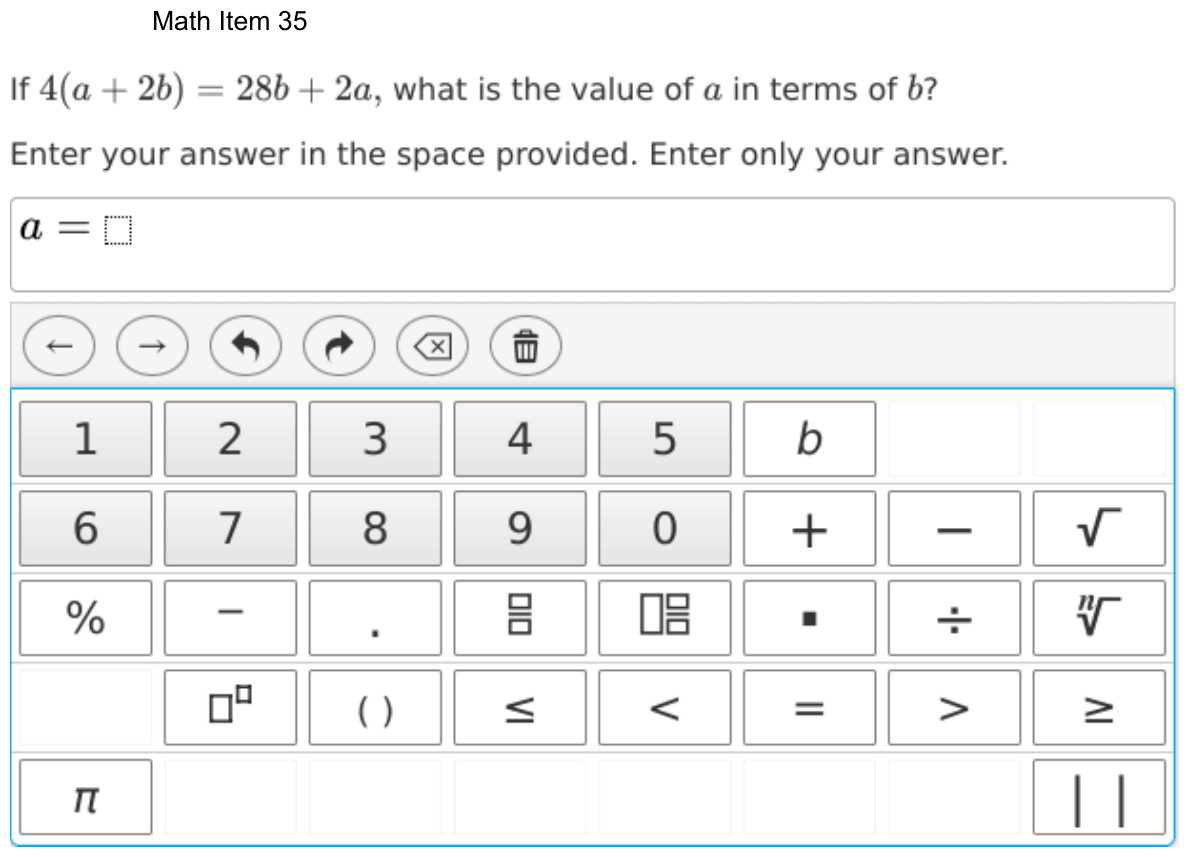 Question 35 as shown on the DOE’s digital test, page 108 of its printable version.