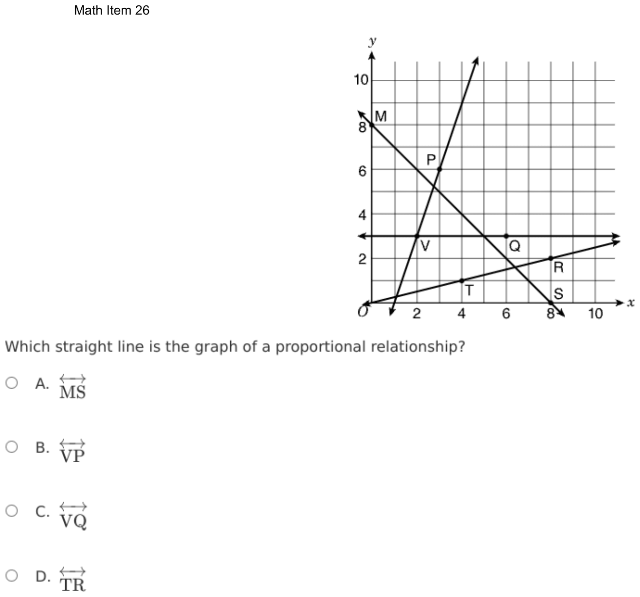 Question 26 as shown on the DOE’s digital test, page 99 of its printable version.