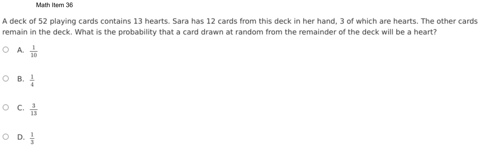 Question 36 as shown on the DOE’s digital test, page 109 of its printable version.