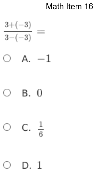 Question 16 as shown on the DOE’s digital test, page 89 of its printable version.