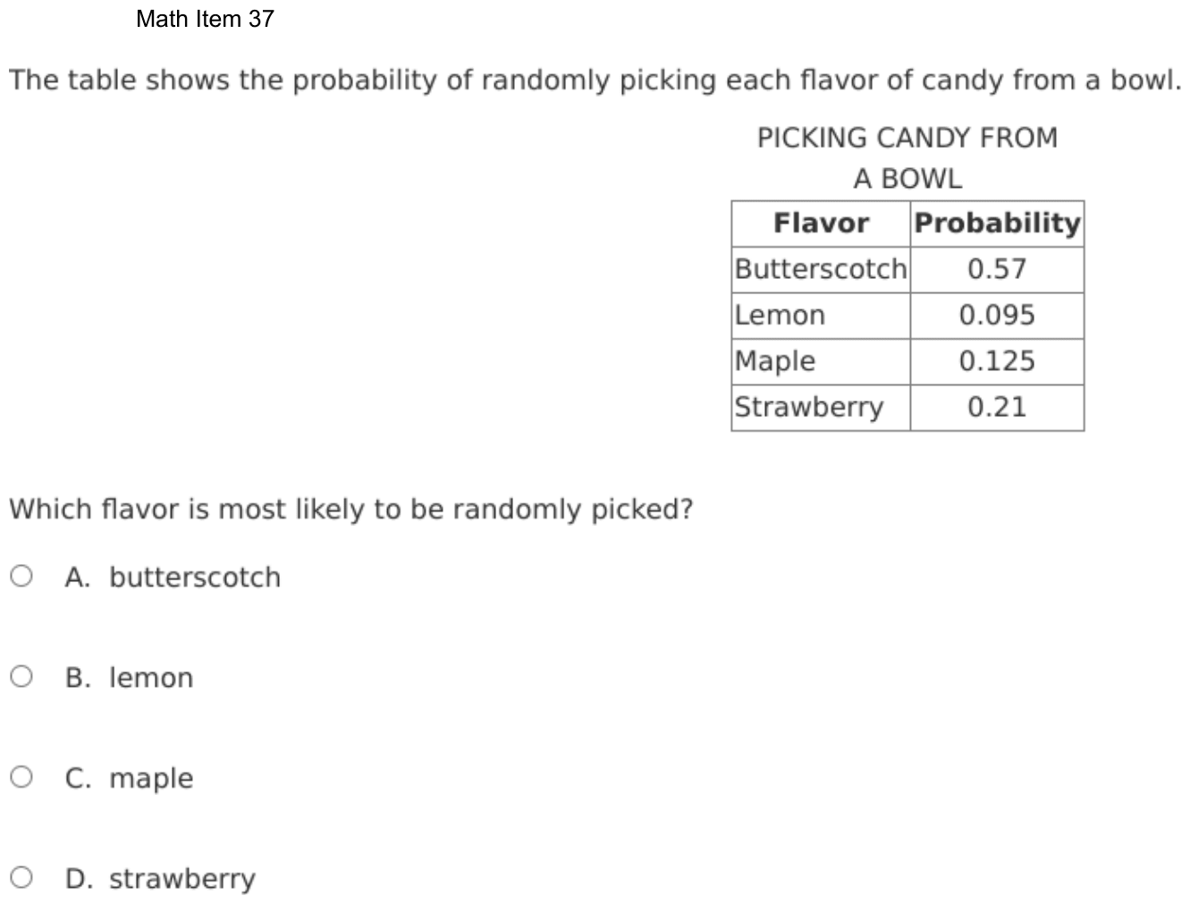 Question 37 as shown on the DOE’s digital test, page 110 of its printable version.