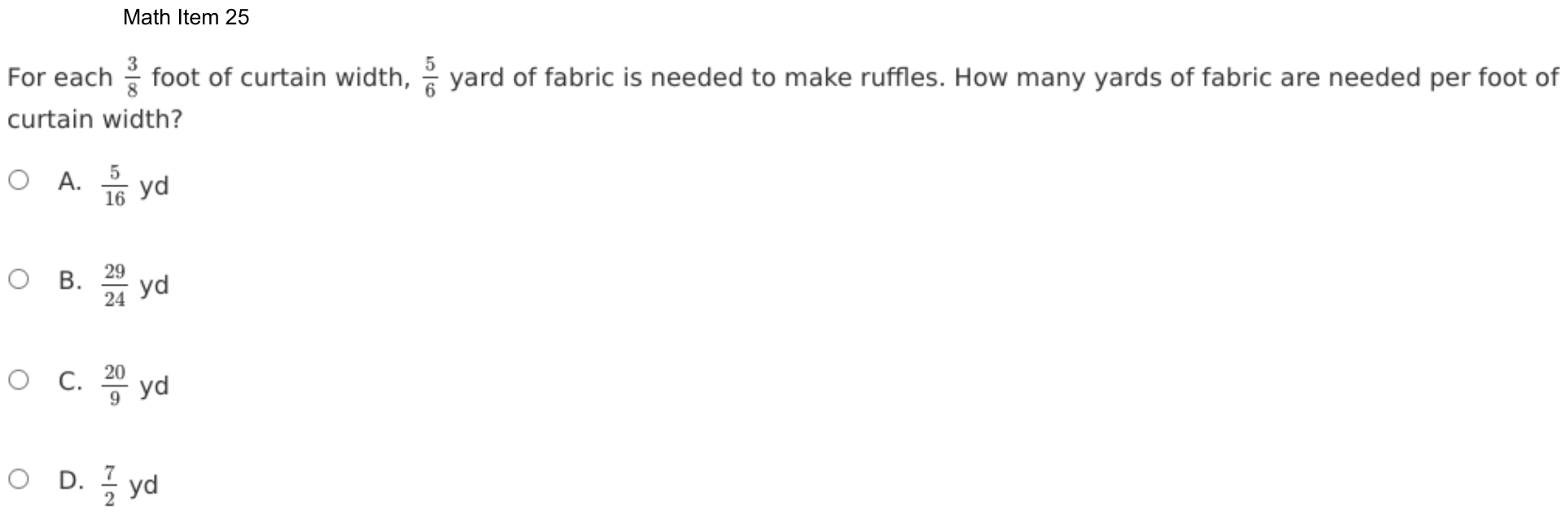 Question 25 as shown on the DOE’s digital test, page 98 of its printable version.