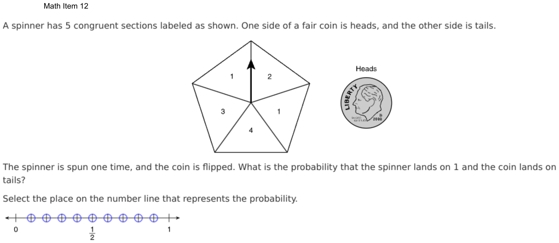Question 12 as shown on the DOE’s digital test, page 85 of its printable version.