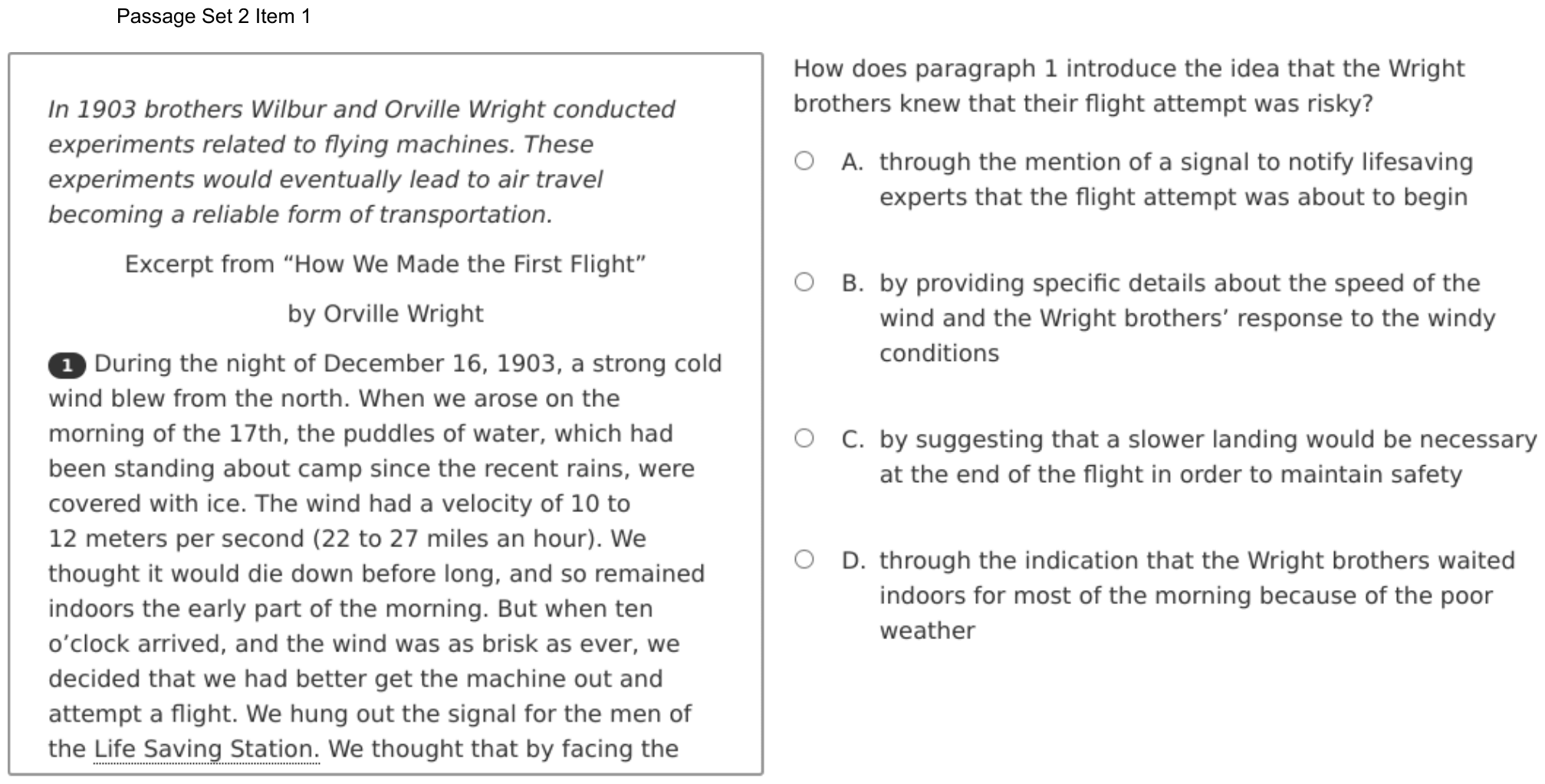 Question 8 as shown on the DOE’s digital test, page 15 of its printable version.