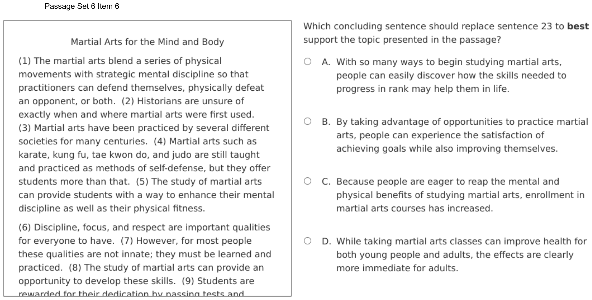 Question 40 as shown on the DOE’s digital test, page 58 of its printable version.