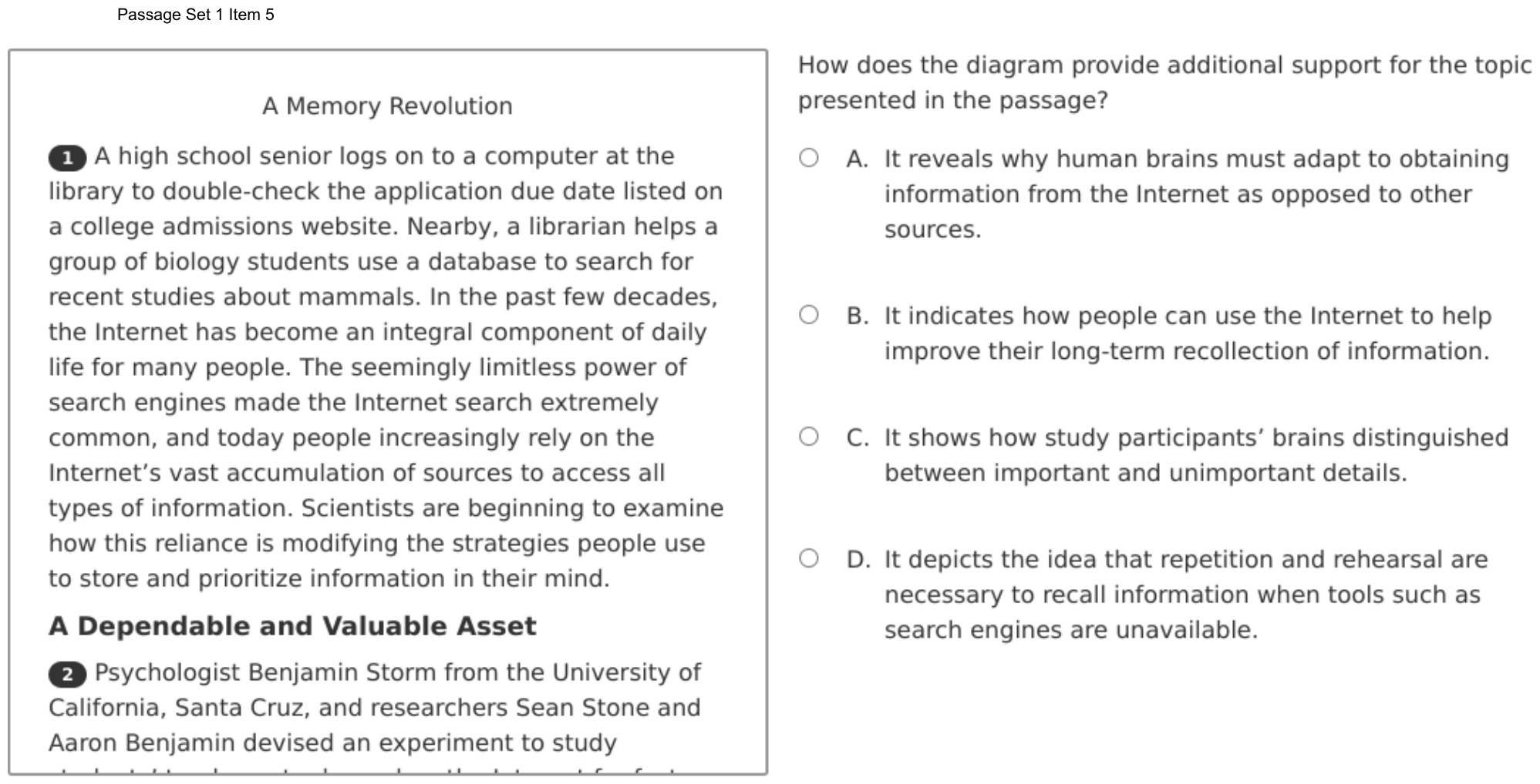 Question 5 as shown on the DOE’s digital test, page 9 of its printable version.