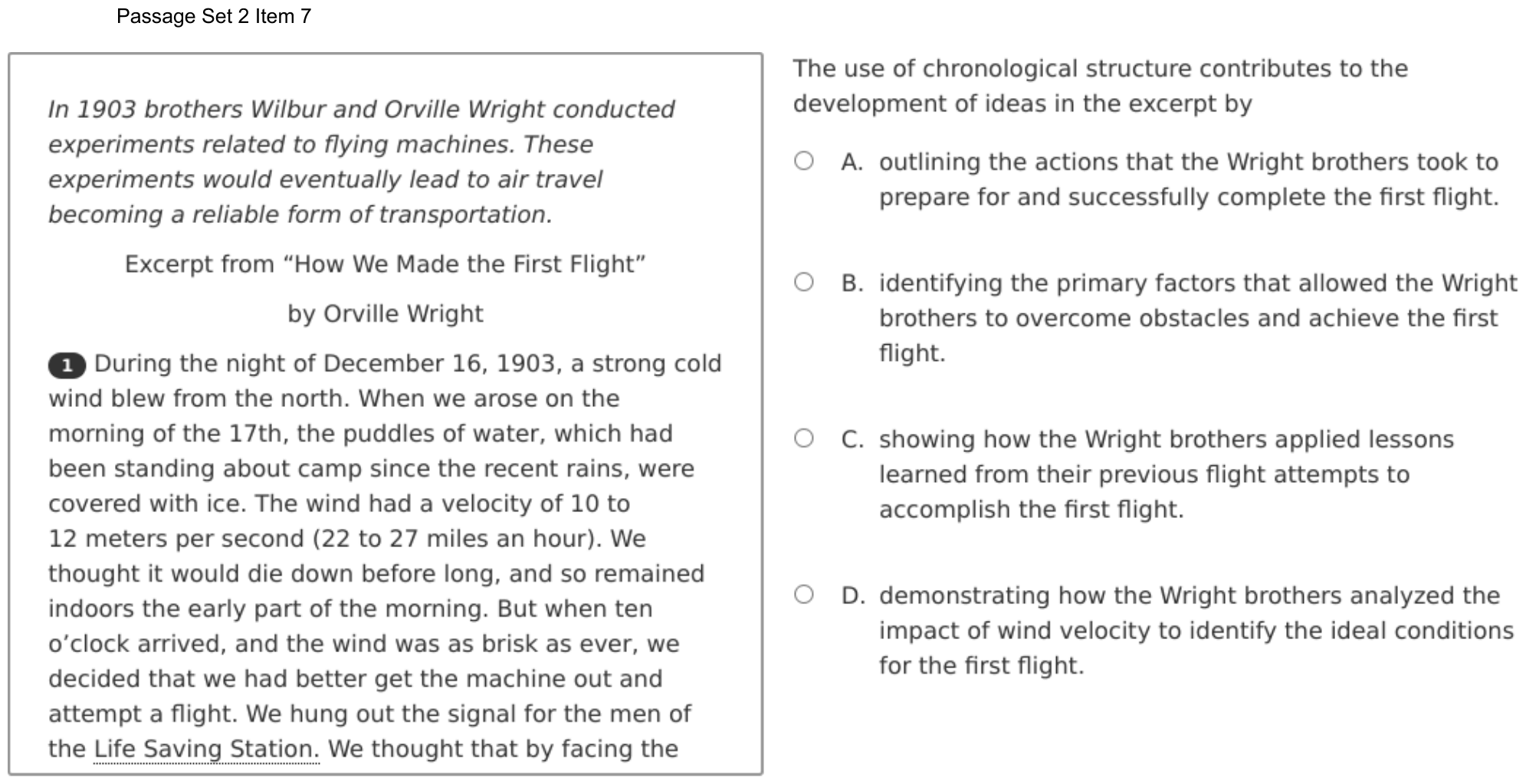 Question 14 as shown on the DOE’s digital test, page 21 of its printable version.