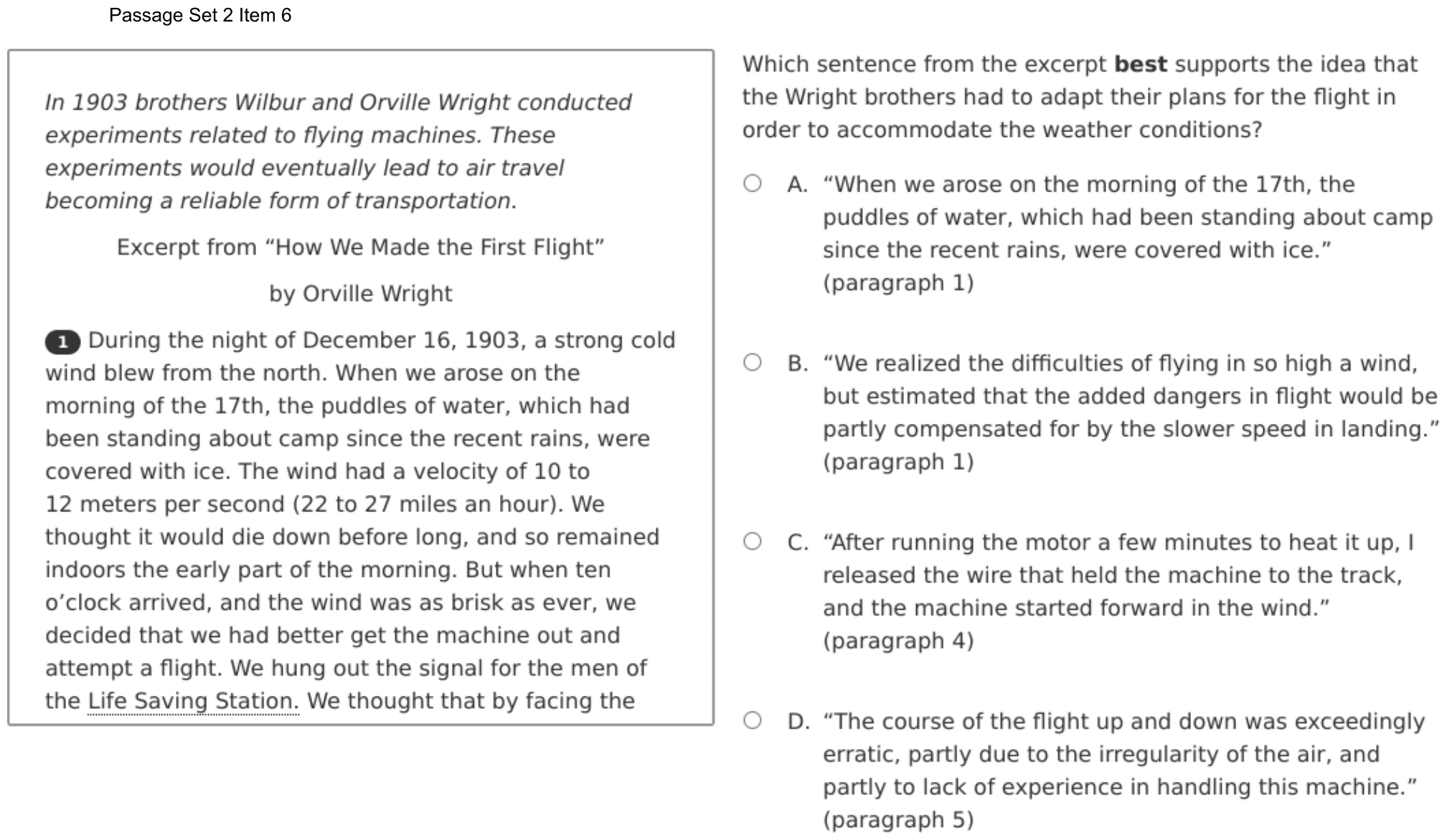 Question 13 as shown on the DOE’s digital test, page 20 of its printable version.
