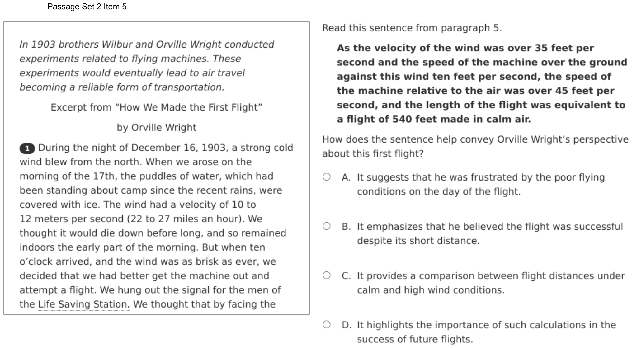 Question 12 as shown on the DOE’s digital test, page 19 of its printable version.