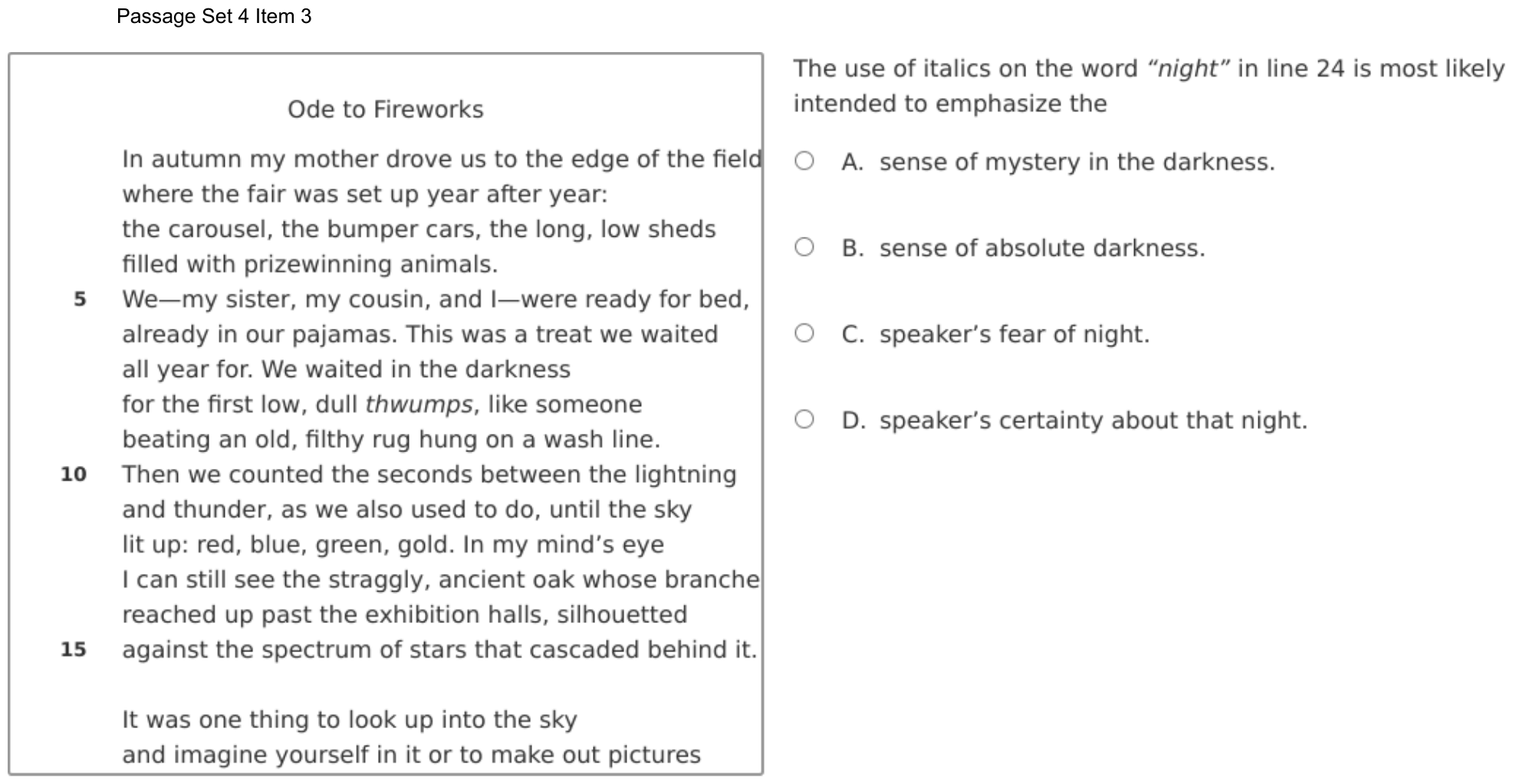 Question 23 as shown on the DOE’s digital test, page 35 of its printable version.