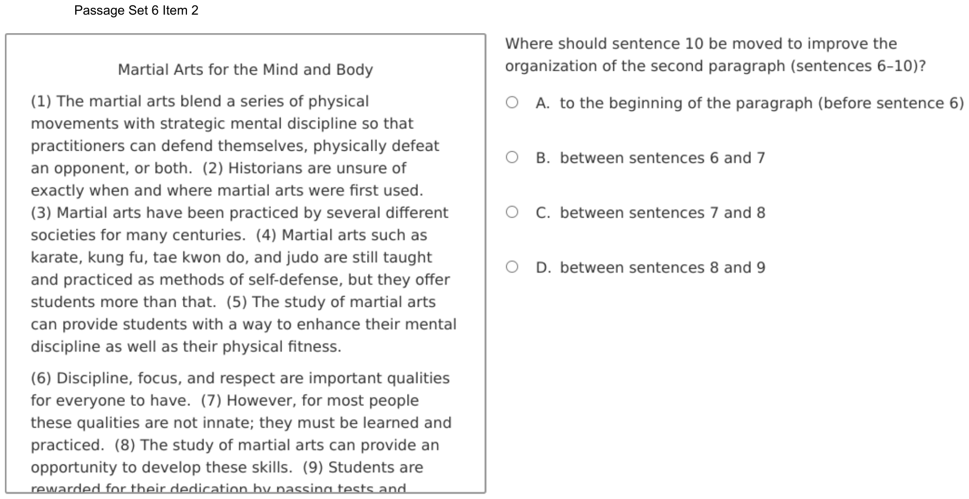Question 36 as shown on the DOE’s digital test, page 54 of its printable version.