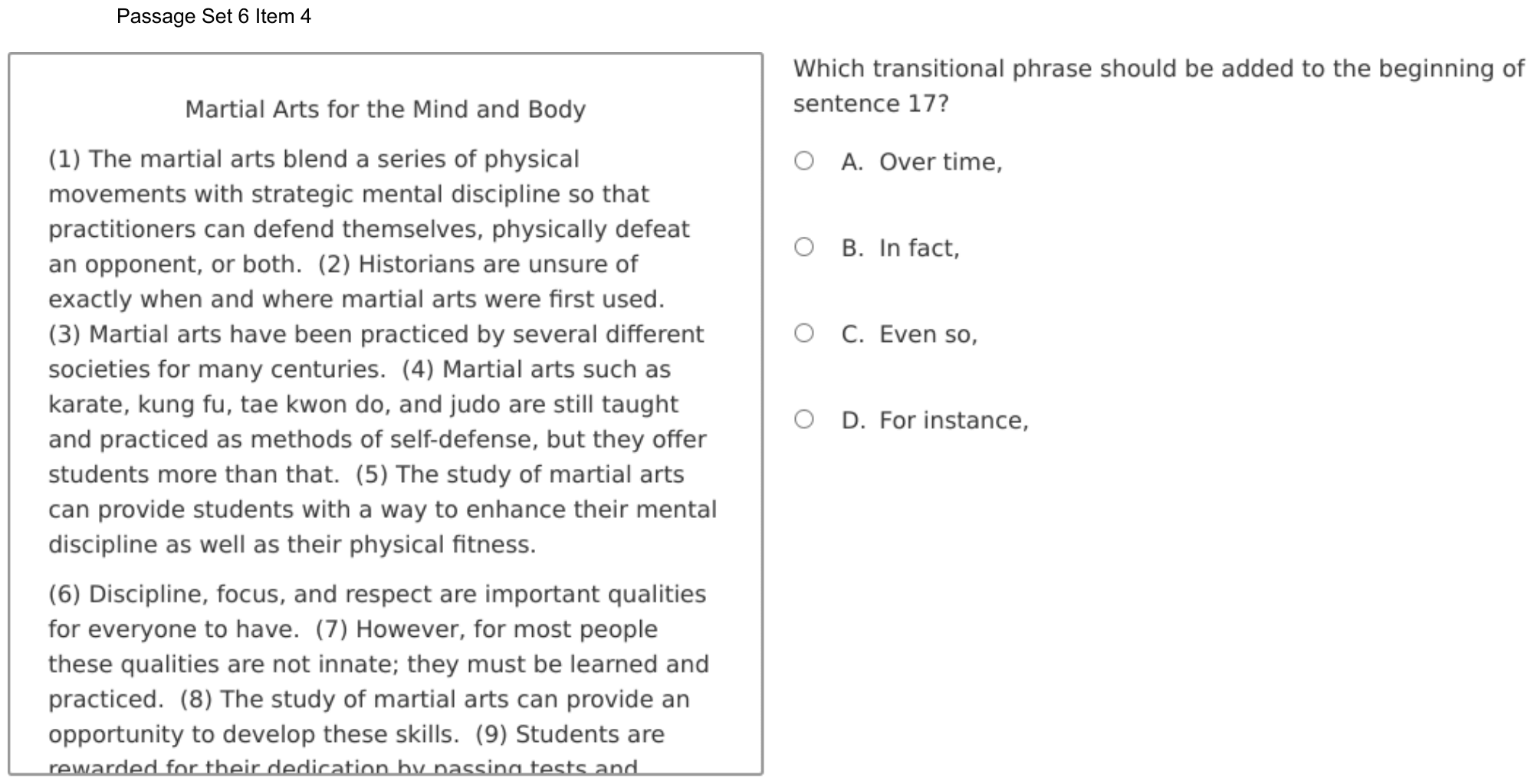 Question 38 as shown on the DOE’s digital test, page 56 of its printable version.