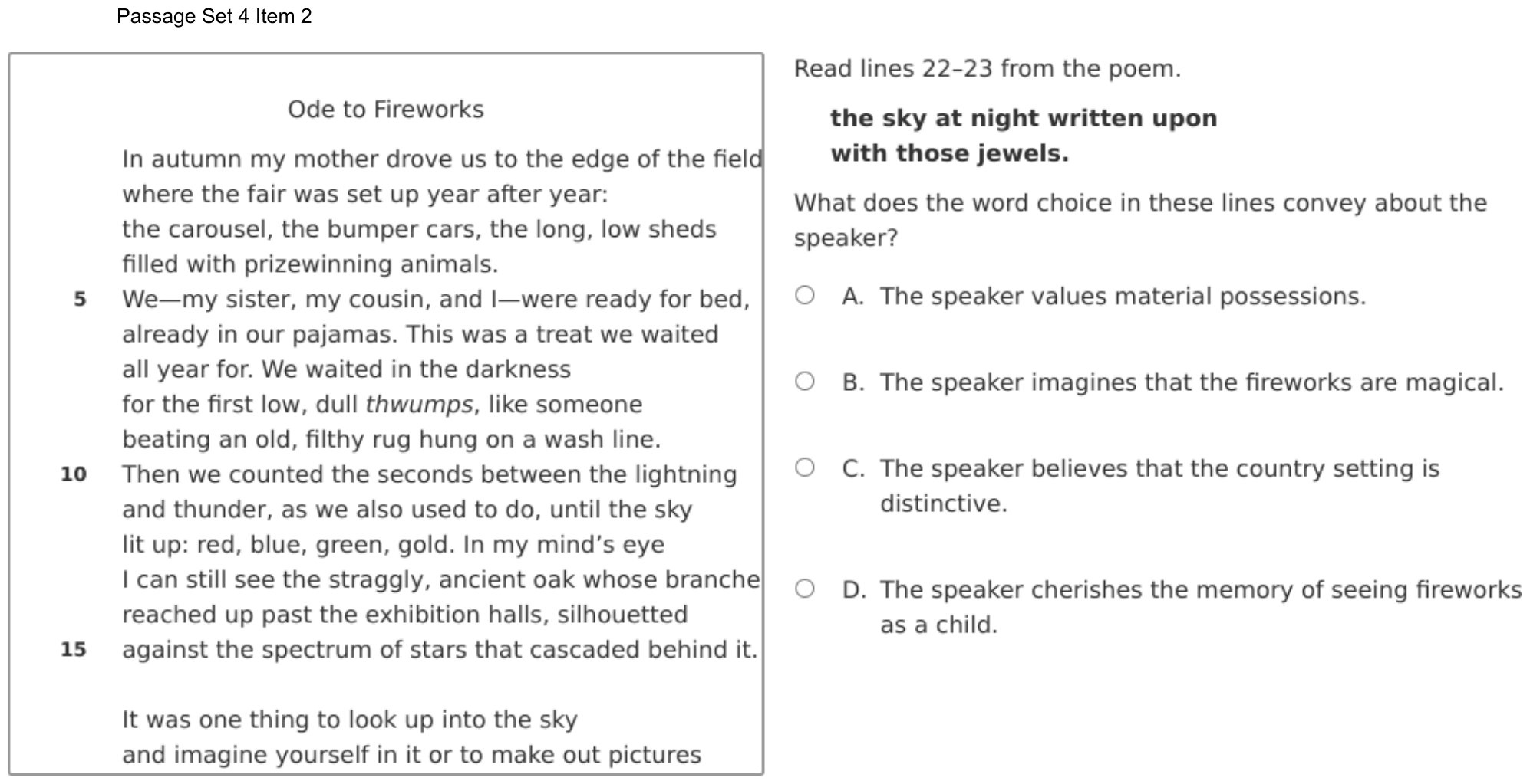 Question 22 as shown on the DOE’s digital test, page 34 of its printable version.