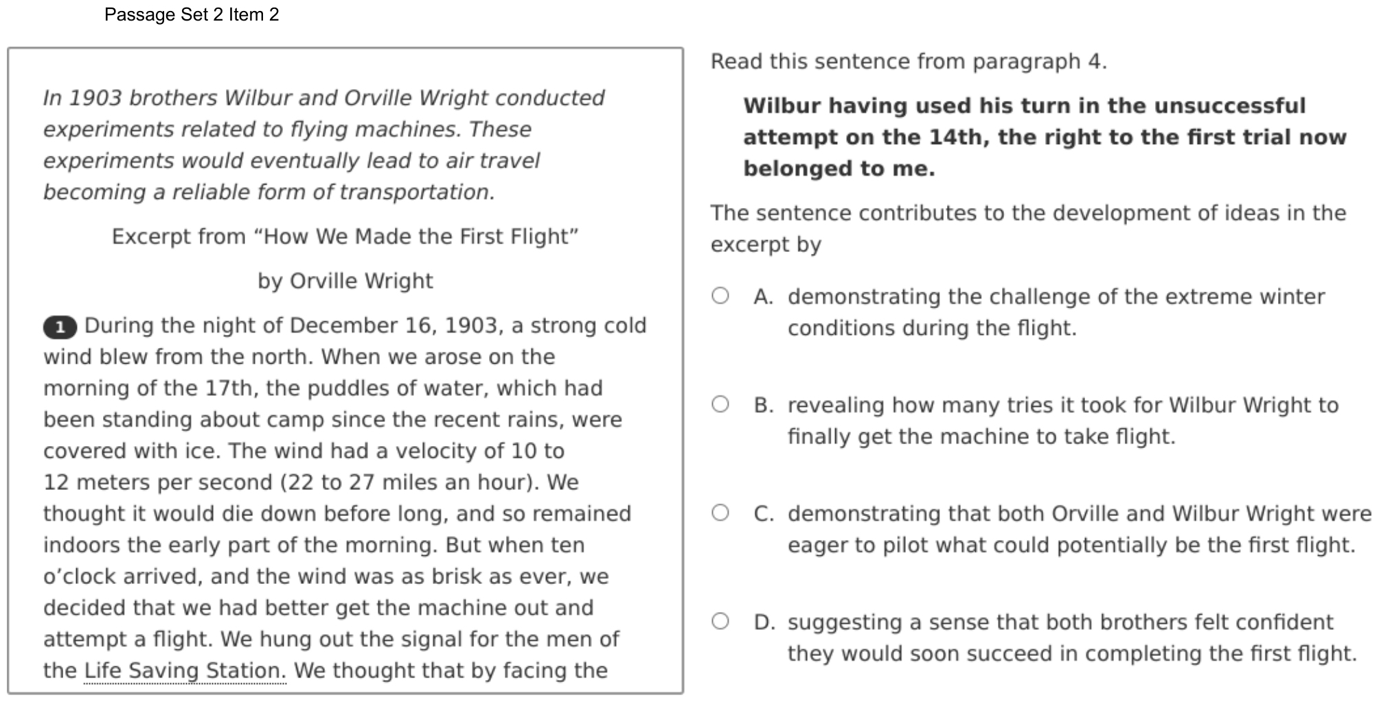Question 9 as shown on the DOE’s digital test, page 16 of its printable version.