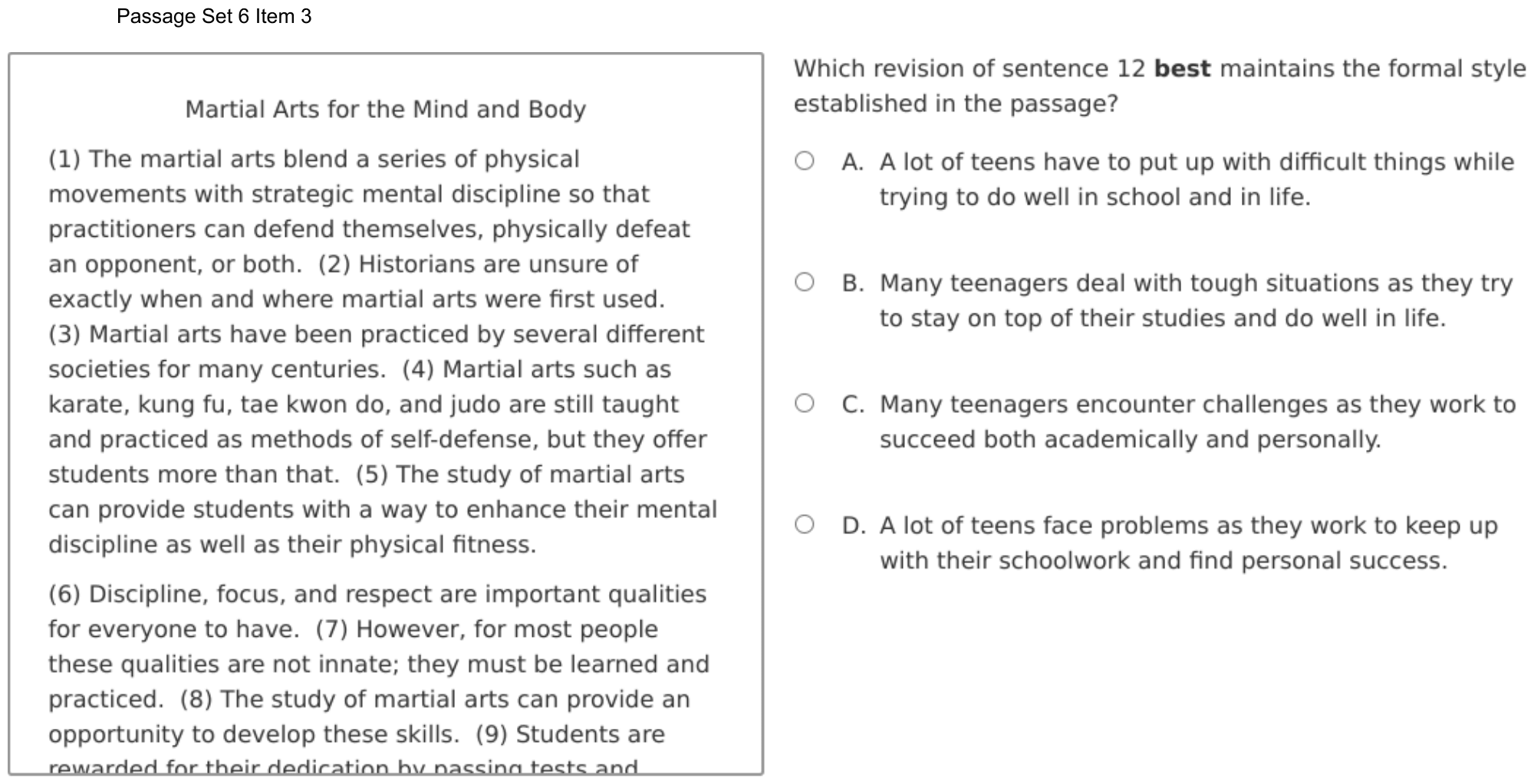 Question 37 as shown on the DOE’s digital test, page 55 of its printable version.