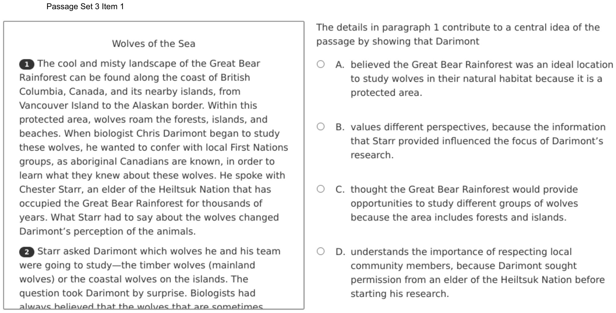 Question 15 as shown on the DOE’s digital test, page 25 of its printable version.