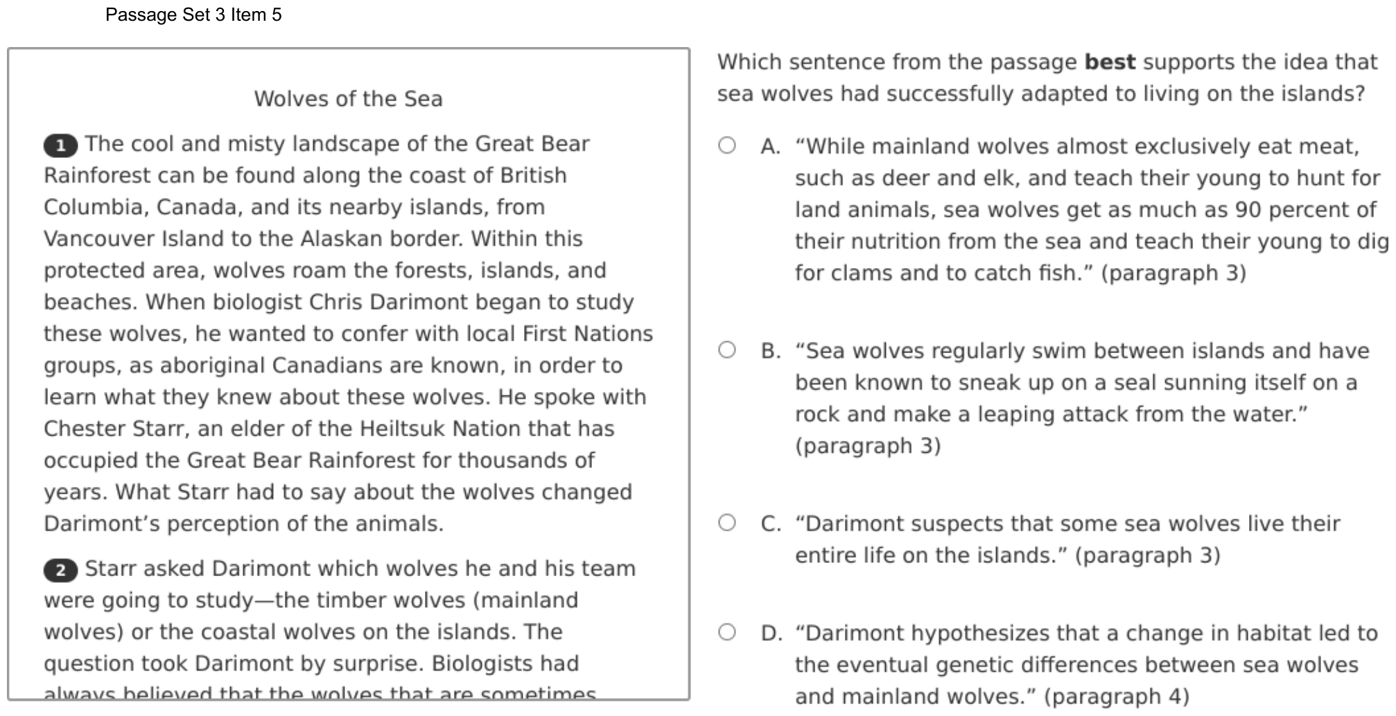 Question 19 as shown on the DOE’s digital test, page 29 of its printable version.