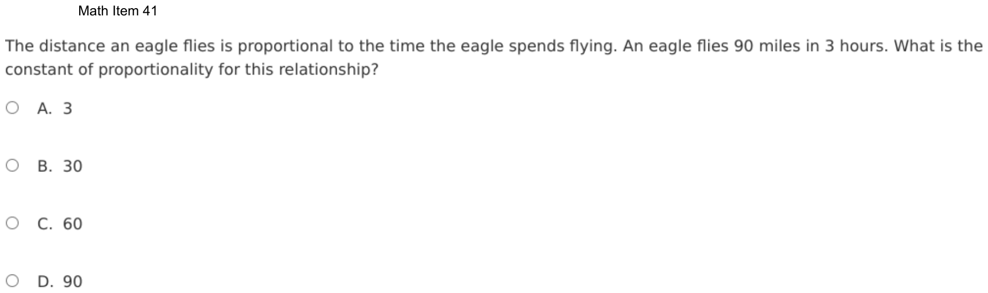Question 41 as shown on the DOE’s digital test, page 114 of its printable version.
