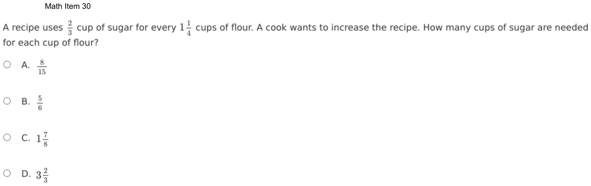 Question 30 as shown on the DOE’s digital test, page 103 of its printable version.